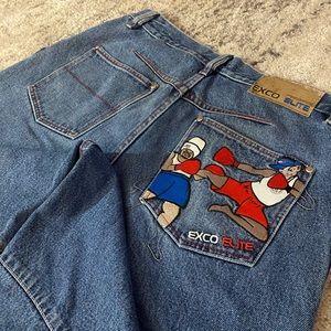 Baggy early 2000’s Exco elite boxer jeans.
